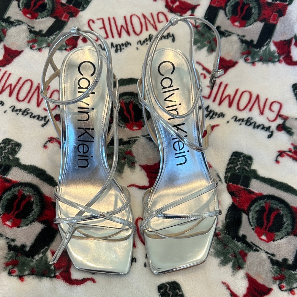 Calvin Klein Silver Strappy Heels